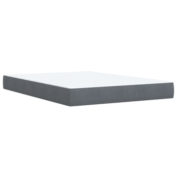 Pat box spring cu saltea, gri închis, 140x190 cm, catifea - Img 6