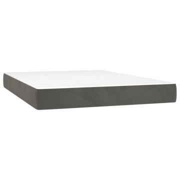 Pat box spring cu saltea, gri închis, 140x190 cm, catifea - Img 7