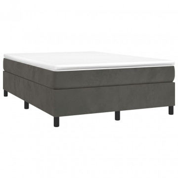 Pat box spring cu saltea, gri închis, 140x200 cm, catifea - Img 3