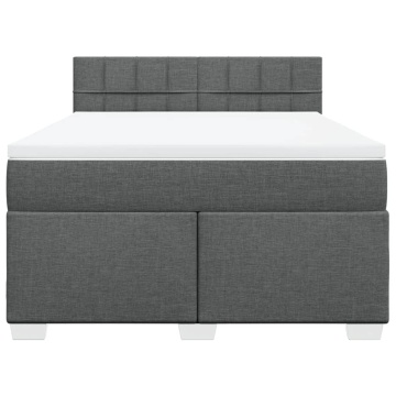 Pat box spring cu saltea, gri închis, 140x200 cm, textil - Img 4