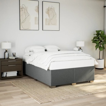 Pat box spring cu saltea, gri închis, 140x200 cm, textil - Img 3