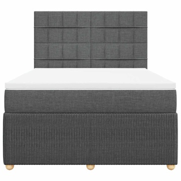 Pat box spring cu saltea, gri închis, 140x200 cm, textil - Img 4