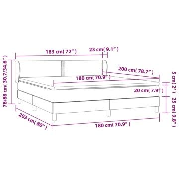 Pat box spring cu saltea gri închis 180x200 cm, material textil - Img 6