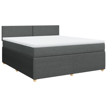 Pat box spring cu saltea, gri închis, 180x200 cm, textil - Img 3