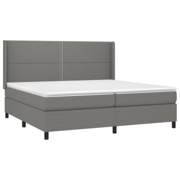 Pat box spring cu saltea, gri închis, 200x200 cm, textil - Img 3