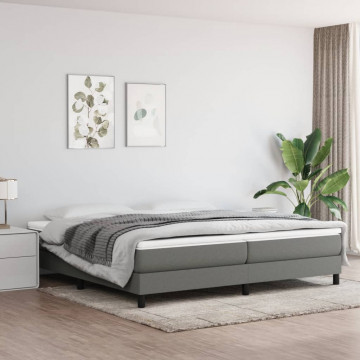 Pat box spring cu saltea, gri închis, 200x200 cm, textil - Img 1