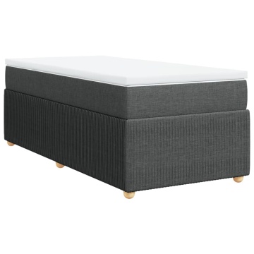 Pat box spring cu saltea, gri închis, 80x200 cm, textil - Img 2