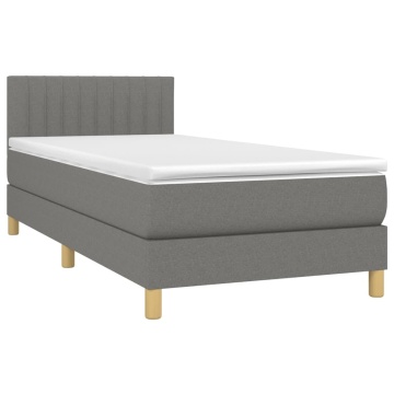 Pat box spring cu saltea, gri închis, 80x200 cm, textil - Img 3