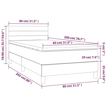 Pat box spring cu saltea, gri închis, 80x200 cm, textil - Img 6