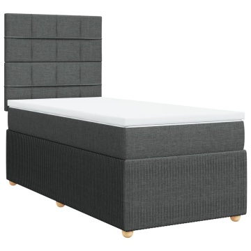 Pat box spring cu saltea, gri închis, 80x200 cm, textil - Img 2
