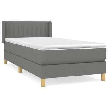 Pat box spring cu saltea, gri închis, 80x200 cm, textil - Img 2