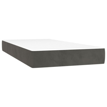 Pat box spring cu saltea, gri închis, 90x190 cm, catifea - Img 7