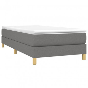 Pat box spring cu saltea, gri închis, 90x190 cm, textil - Img 3