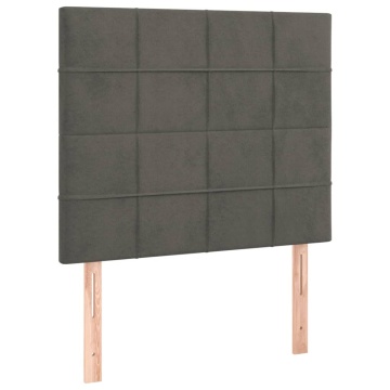 Pat box spring cu saltea, gri închis, 90x200 cm, catifea - Img 5
