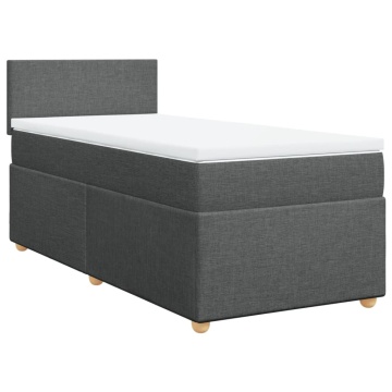 Pat box spring cu saltea, gri închis, 90x200 cm, textil - Img 3