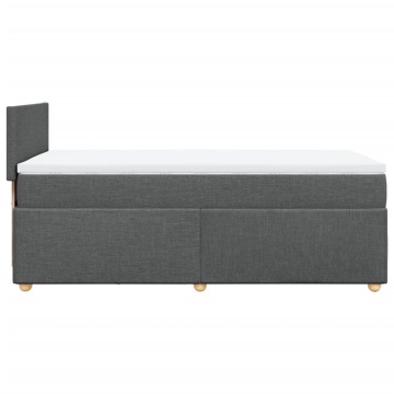 Pat box spring cu saltea, gri închis, 90x200 cm, textil - Img 8