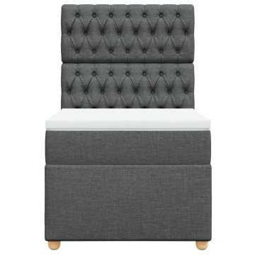 Pat box spring cu saltea, gri închis, 90x200 cm, textil - Img 5