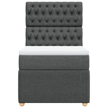 Pat box spring cu saltea, gri închis, 90x200 cm, textil - Img 5