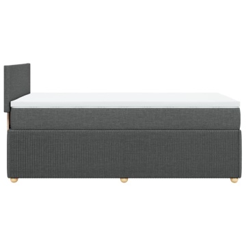 Pat box spring cu saltea, gri închis, 90x200 cm, textil - Img 6