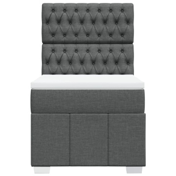 Pat box spring cu saltea, gri închis, 90x200 cm, textil - Img 4