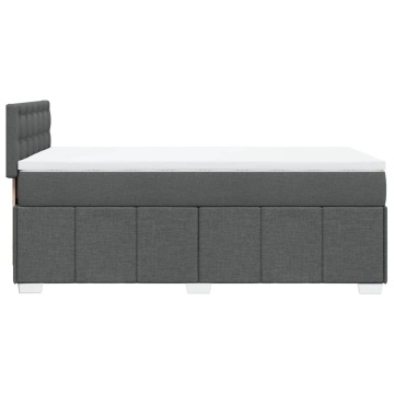 Pat box spring cu saltea, gri închis, 90x200 cm, textil - Img 6