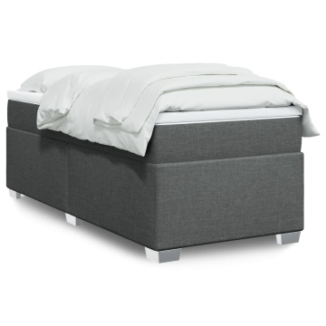 Pat box spring cu saltea, gri închis, 90x200 cm, textil - Img 1