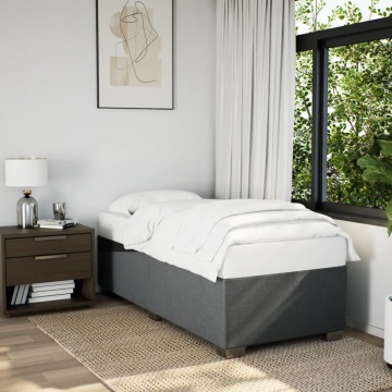 Pat box spring cu saltea, gri închis, 90x200 cm, textil - Img 3