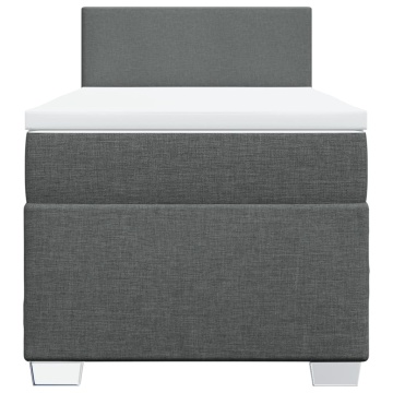 Pat box spring cu saltea, gri închis, 90x200 cm, textil - Img 5