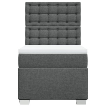 Pat box spring cu saltea, gri închis, 90x200 cm, textil - Img 4