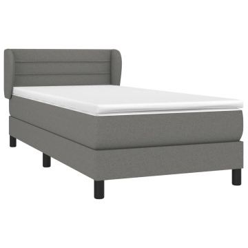 Pat box spring cu saltea, gri închis, 90x200 cm, textil - Img 3