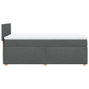 Pat box spring cu saltea, gri închis, 90x200 cm, textil - Img 6