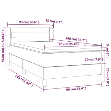 Pat box spring cu saltea, gri închis, 90x200 cm, textil - Img 6