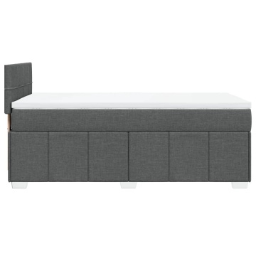 Pat box spring cu saltea, gri închis, 90x200 cm, textil - Img 6