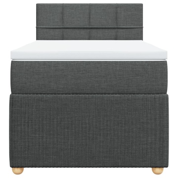 Pat box spring cu saltea, gri închis, 90x200 cm, textil - Img 5