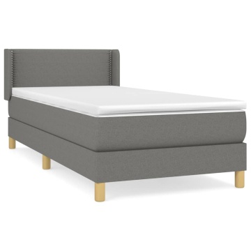 Pat box spring cu saltea, gri închis, 90x200 cm, textil - Img 2