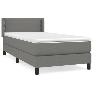 Pat box spring cu saltea, gri închis, 90x200 cm, textil - Img 2