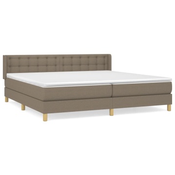Pat box spring cu saltea, gri taupe, 160x200 cm material textil - Img 2