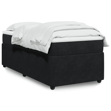 Pat box spring cu saltea, negru, 100x200 cm, catifea - Img 1