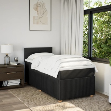 Pat box spring cu saltea, negru, 100x200 cm, textil - Img 4