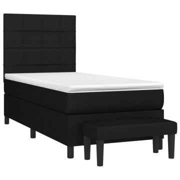 Pat box spring cu saltea, negru, 100x200 cm, textil - Img 3
