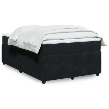 Pat box spring cu saltea, negru, 120x200 cm, catifea - Img 1