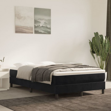 Pat box spring cu saltea, negru, 120x200 cm, catifea - Img 1