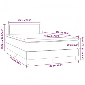 Pat box spring cu saltea, negru, 120x200 cm, piele ecologică - Img 6