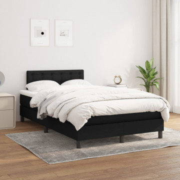 Pat box spring cu saltea, negru, 120x200 cm, textil - Img 1