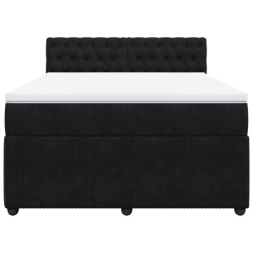 Pat box spring cu saltea, negru, 140x190 cm, catifea - Img 4