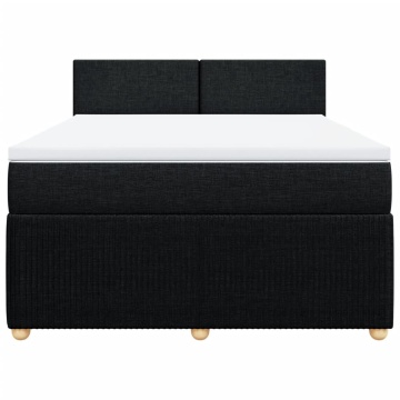 Pat box spring cu saltea, negru, 140x200 cm, textil - Img 5