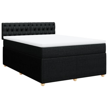 Pat box spring cu saltea, negru, 140x200 cm, textil - Img 3