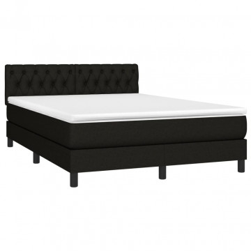 Pat box spring cu saltea, negru, 140x200 cm, textil - Img 3