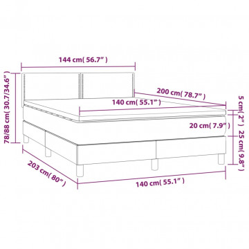 Pat box spring cu saltea, negru, 140x200 cm, textil - Img 6