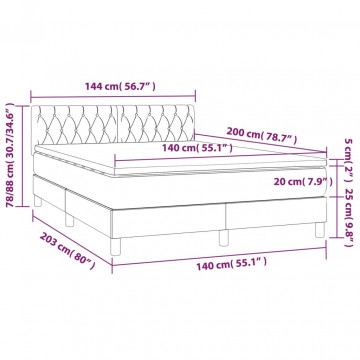 Pat box spring cu saltea, negru, 140x200 cm, textil - Img 6